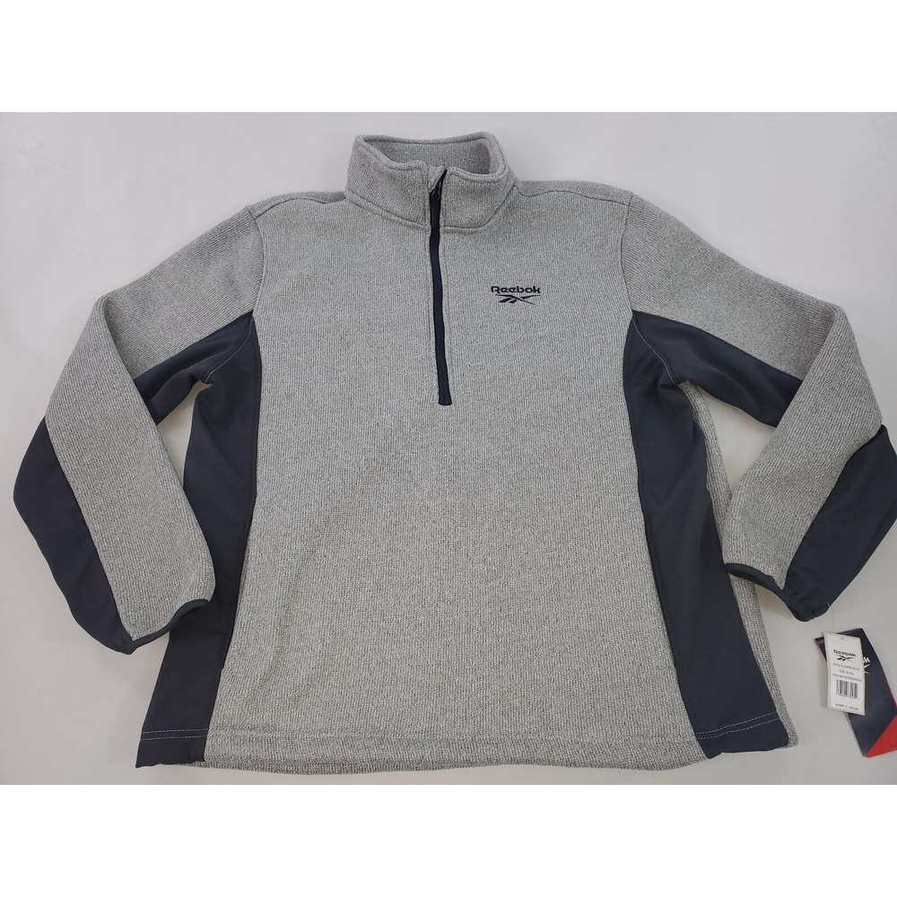 REEBOK men sweatshirt OMRB1023H thick grey polyester pockets zip XL $165